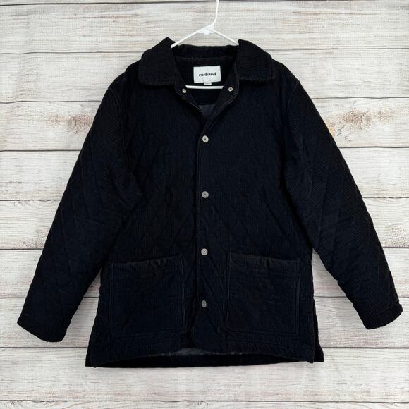 Cacharel Quilted Corduroy Jacket Mens Medium Black Lined Snap Down - Picture 1 of 10
